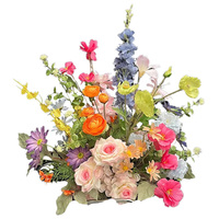 Chemin de Table de Mariage « Jardin de Monet » Personnalisé Fait Main, Arrangements Floraux Artificiels Colorés pour Allées de Pâques et d'Halloween
