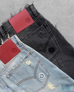 Shorts en jean pour <span class=keywords><strong>homme</strong></span> style streetwear, déchirés à la taille des genoux, coupe classique, effet usé, bords effilochés - Product Image 5