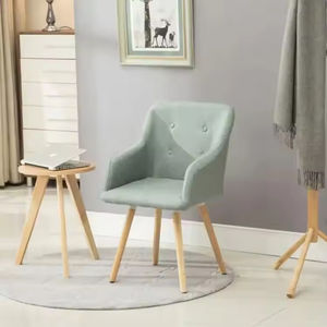 Groothandel Moderne Comfortabele <span class=keywords><strong>Wingback</strong></span> Fluwelen Stof Gestoffeerde Eetkamerstoel Met Houten Poten - Product Image 2