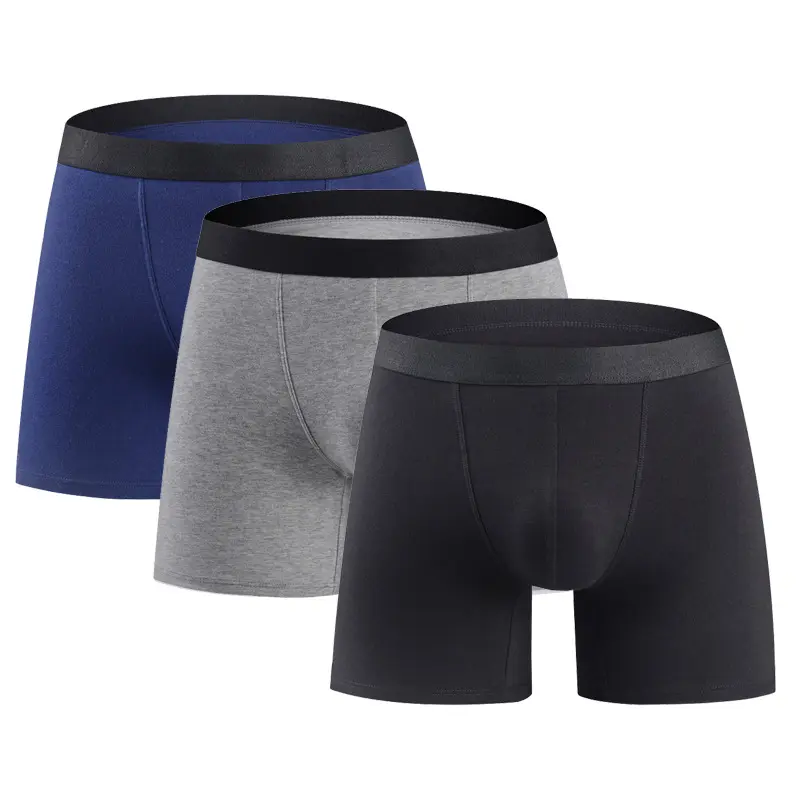 Klassieke Effen Katoen Stretch Slips Boxers Shorts Open Fly Pouch Mannen Ondergoed Custom Oem Odm Logo Heren Voor Mannen gratis Gebreide