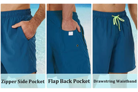 Celana Pendek Pantai Kasual Musim Panas Pria Ukuran Besar, Pinggang Sedang, Motif Garis Cetak Logo, Seamless, Bahan Stretch Empat Arah, Tahan Air