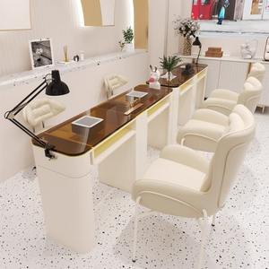 Juego de Mesa y Silla de Manicura de Lujo Moderno, Mesa de Manicura con Marco de Hierro y Tapa de Vidrio, Muebles para Manicura Profesional - Product Image 5
