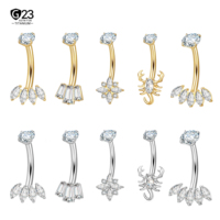 JiaXin ASTM-F136 Titane de qualité implantable 6AI-4V ELI, Bijou de piercing de nombril barbell courbé 18G avec Zircon cubique blanc