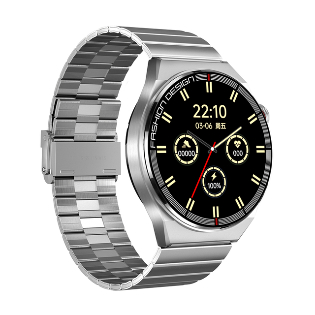 Wearable Device SK11Plus Smartwatch,1.28'' IPS Round Screen IP67 Waterproof Wireless Charge Sports Mode Stainless Steel Bracelet