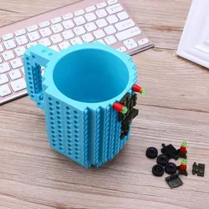 1Pc 12oz Caneca de Construir-Em Tijolo Tipo de Blocos de Construção Bloco Puzzle Caneca de Café Copo DIY Blocos De Construção LEGO Projeto Dropshipping