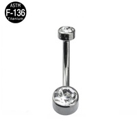 Bijou de piercing au nombril en titane 14g à filetage interne avec double bijou