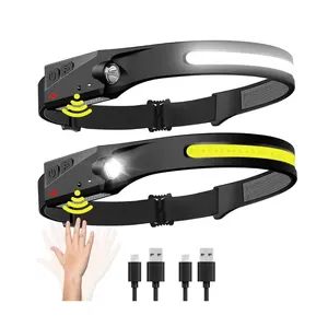 Wasserdichte 270 Wellenstrahler COB LED Bewegungssensor Camping-Scheinwerfer USB Wiederaufladbare Scheinwerfer für Laufen Wandern Outdoor-Sport