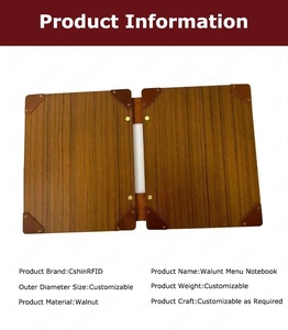 Artículos de Alta Gama para Comercio Transfronterizo, Ecológicos, Premium, Impermeables, de Madera de Nogal Vintage, Menú de Madera Contrachapada, Guía de Servicios de Hotel, Libro de Menú con Clip para Cafetería - Product Image 3