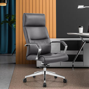 Chaise de bureau à dossier haut en cuir, chaise de direction ergonomique pivotante en PU, chaise de loisirs moderne - Product Image 6