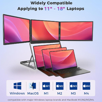 Monitor Portátil Triple de 15.6 Pulgadas para Laptop, Pantalla FHD IPS Extensible, Doble Tipo-C HDMI, Diseño Metálico Plegable para Windows y MacOS