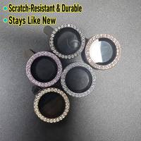 Protection d'objectif d'appareil photo en verre trempé 9H AR AF de qualité supérieure, avec anneau métallique Diamond Eagle Eye, irisé, pour iPhone 15 – Vente directe usine