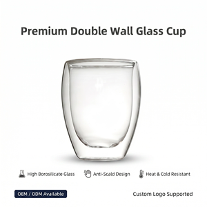 Verres à double paroi, transparents, en verre borosilicate résistant à la chaleur pour café, thé, whisky, cocktails et toutes les boissons - Product Image 1