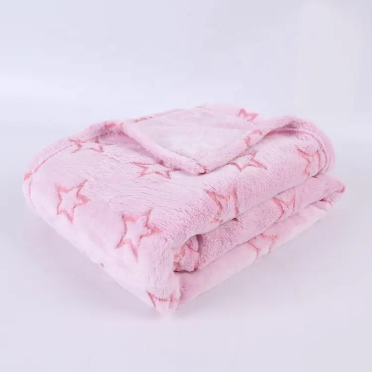 Ready to ship for kids and adults lovely soft flannel fleece pink glow in the dark blanket stars stock