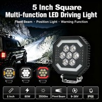 Phare de travail LED carré à bordure orange, faisceau combiné haute puissance, lampe antibrouillard tout-terrain avec support noir pour Jeep Wrangler SUV