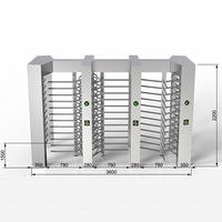 Tourniquet de sécurité à hauteur totale avec système de contrôle d'accès RFID, port RS485, barrière à battant/barrière à flaps, automatisation Turboo, protection IP66