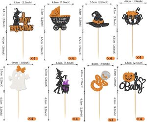 Decoración para Cupcakes de Halloween 'Oh Baby', Adornos para Cupcakes 'A Baby Is Brewing', Sombrero de Bruja, <span class=keywords><strong>Calabaza</strong></span>, Fantasma, Decoración para Pastel para Fiestas de Cumpleaños de Halloween - Product Image 2