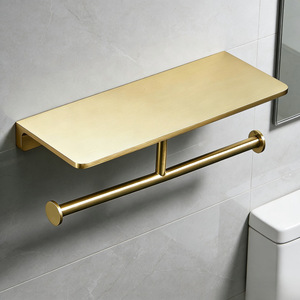 Porte-rouleau de papier toilette mural en cuivre doré pour salle de bain, boîte à papier de qualité professionnelle - Product Image 1