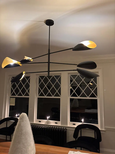 Lustre vintage style mid-century modern en laiton, luminaire suspendu pour salle à manger, chambre et salon - Product Image 2