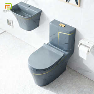 ชุดสุขภัณฑ์หินอ่อนสีเทาห้องน้ำชุดห้องน้ำหนึ่งชิ้นอ่างน้ำและผนัง WC - Product Image 2