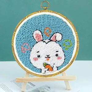 Handmade Punch Needle Kit para Adultos Com Padrões Do Zodíaco Chinês Boi para Decoração De Casa ou Presente Em Tecido De Algodão - Product Image 3