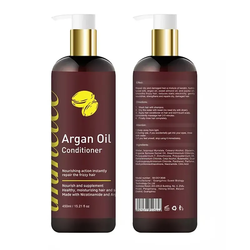 Özel etiket saç doğal Argan yağı şampuan ve saç kremi Argan yağı derin beslenme şampuan jel şampuan markaları