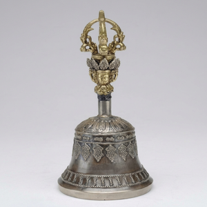 Juego de Campanas Dorje Tibetanas Bicolor Plateadas – Par de Ghanta Vajra de Lujo Electrochapado para Exhibición de Regalos de Alta Gama - Product Image 1