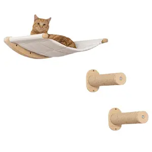 Деревянный настенный гамак для кошек