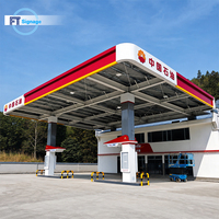 Structure en acier sur mesure FT pour station-service, toit modulaire à grande portée, panneau d'affichage LED personnalisable en couleur