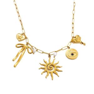 Collar de Acero Inoxidable Europeo Americano con Colgante de Girasol de Oro de 18K, Joyería de Diseño de Alta Gama, Cadena para Clavícula para Fiestas - Product Image 6