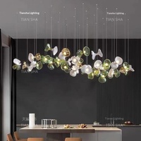 Lustre LED en verre à pétales pour salon, restaurant, villa, hôtel, style simple et luxueux, créatif, double usage, pour escalier duplex