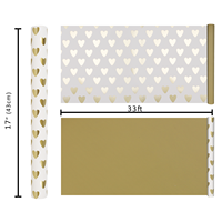 Papier couché brillant effet métallisé, papier cœur brillant, papier cadeau double face en rouleau pour décoration de fête