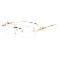 Nouvelles Lunettes de Soleil Rectangulaires Sans Monture Tendance 2025 pour Femme, Monture Métallique Dorée de Luxe, Verres PC Protection UV400, Style Y2K, Logo Personnalisé