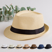 Chapeau Fedora Trilby en Paille de Papier Personnalisé avec Logo Imprimé, pour Hommes et Femmes, Idéal pour l'Été et le Printemps, Cadeau Promotionnel Abordable