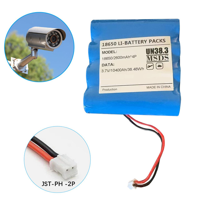 Customize 3.7V Li-ion Battery 10400mah 18650 1S4P 3.7v 8000mah Li Ion Battery Pack With JST-PH Connector for Solar Camera