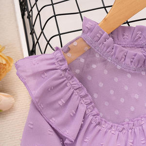 Vente flash : Ensemble robe pour filles de 8 à 12 ans, jupe et haut à manches longues à pois, design à nœud, anti-rides - Product Image 6