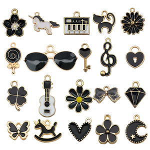Mixed Black Oil-Splashed Alloy Pendant DIY Jewelry Accessories For Bracelet Making Zinc Alloy Mixed Shapes SN994 - Product Image 5