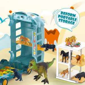 Voiture éducative en plastique de stockage de bus de dinosaure portatif déformable de dessin animé pour des garçons enfants apprenant le jouet de parc animalier - Product Image 2
