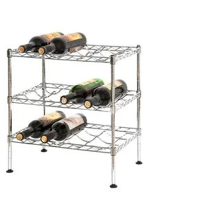 Estante para vino ajustable de hierro forjado de metal de 3 niveles al por mayor de proveedor de estanterías y soportes