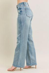 بنطلون جينز نسائي صيفي مخصص بلون أزرق فاتح، خصر منخفض، فضفاض، مستقيم الساق، بأسلوب الشارع الرجعي، مريح وقابل للتنفس - Product Image 3