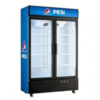 Réfrigérateur commercial à double porte avec vitrine mécanique à évaporation automatique et remplissage d'eau pour usine de boissons