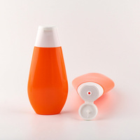Emballage cosmétique pour soins de la peau, flacon en plastique HDPE de couleur orange de 200 ml et 400 ml avec bouchon à rabat pour lait corporel et crème