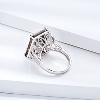 YBO Dainty 925 Sterling Silber Fine Jewelry Natural 20 Karat Rauchquarz Trau ringe für Männer & Frauen Square Cut Diamond