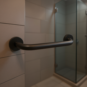 Barra de Apoyo para Baño con Agarre de Seguridad de 59.5 cm en Negro Cepillado - Product Image 3