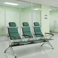 Chaises modernes et durables à 3 places en acier pour système de perfusion IV en milieu hospitalier, grande capacité, avec rails de rangement, pour usage scolaire, écologiques