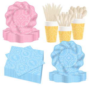 DAMAI - Juego de Vajilla para Fiesta de Revelación de Género, Platos y Servilletas para Revelación de Género, Niños y Niñas, para Baby Shower - Product Image 2