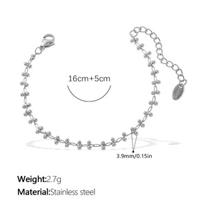 Bracelet à perles rondes lisses plaqué or 18 carats, acier inoxydable poli, bracelet minimaliste pour femmes - Product Image 6