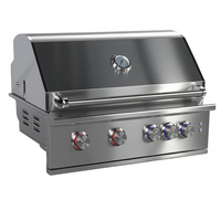 Cuisine extérieure de luxe haut de gamme intégrée en acier inoxydable 304, villa, cour, jardin, fête, barbecue au gaz GPL NG, 4 brûleurs