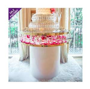 Fashion Product Stainless Steel <b>Glass</b> <b>Small</b> <b>Round</b> Gold White New Desert Wedding Cake <b>Table</b> - Product Image 1