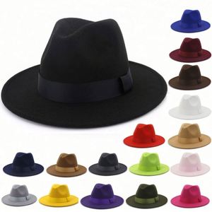 Sombreros Fedora de Fieltro de Lana de Color Sólido, Unisex, para Hombre y Mujer, al por Mayor - Product Image 1