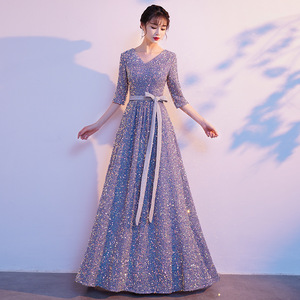 Costume de scène pour chœur, robe pour femme, chef d'orchestre de piano, chanson rouge, paillettes, animateur, soirée de remise de diplôme - Product Image 4